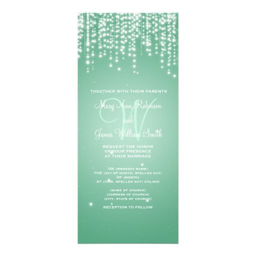 Elegant Wedding Night Dazzle Mint Green Custom Invitations