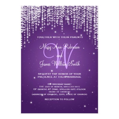 Elegant Wedding Night Dazzle Purple Cards