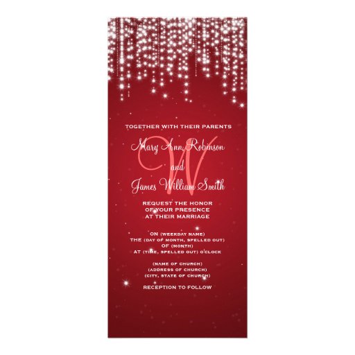 Elegant Wedding Night Dazzle Red Custom Invite