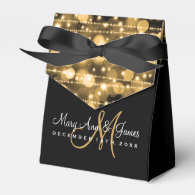 Elegant Wedding Party Sparkles Gold Favor Boxes
