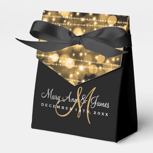 Elegant Wedding Party Sparkles Gold Favor Boxes Zazzle