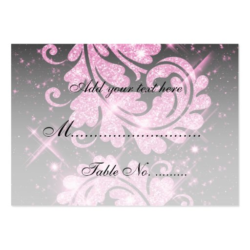 Elegant Wedding Placecard Faux Pink Glitter Swirls Business Card