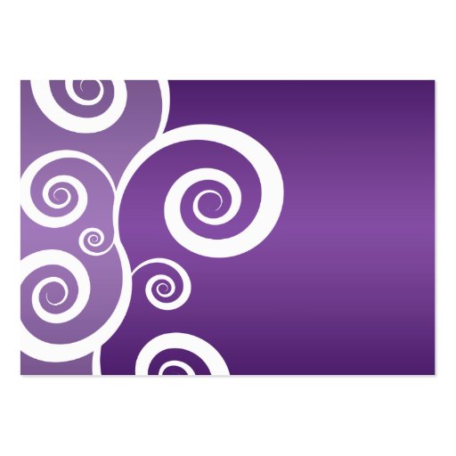 Elegant Wedding Placecards White Swirls Purple Business Card (back side)