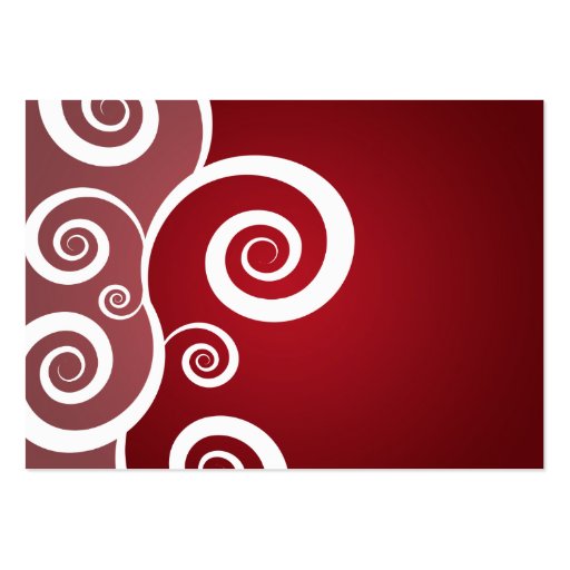 Elegant Wedding Placecards White Swirls Red Business Card Template (back side)