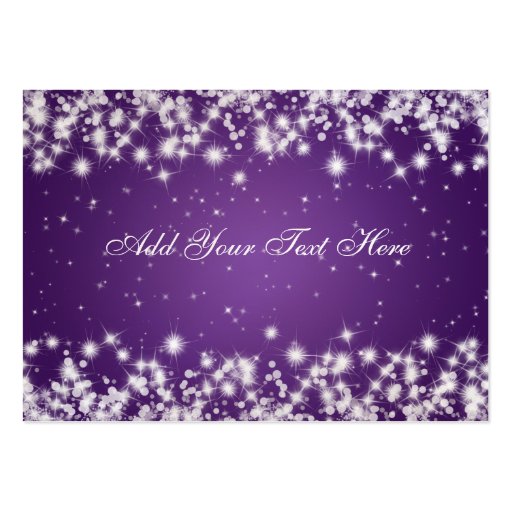 Elegant Wedding Placecards Winter Sparkle Purple Business Card Template (back side)