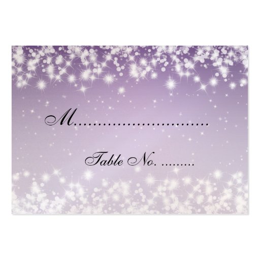 Elegant Wedding Placecards Winter Sparkle Purple Business Card Template (front side)