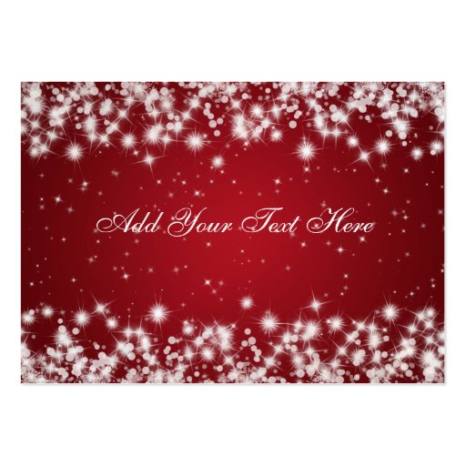 Elegant Wedding Placecards Winter Sparkle Red Business Cards (back side)