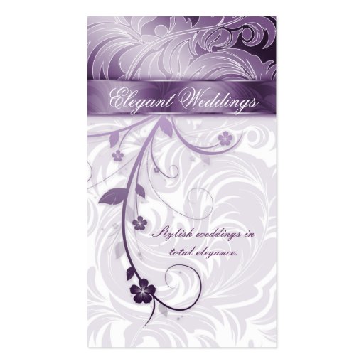 Elegant Wedding Planner Floral Leaf Purple Business Cards