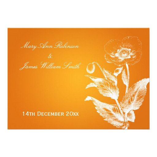 Elegant Wedding Poppy Orange Custom Announcement