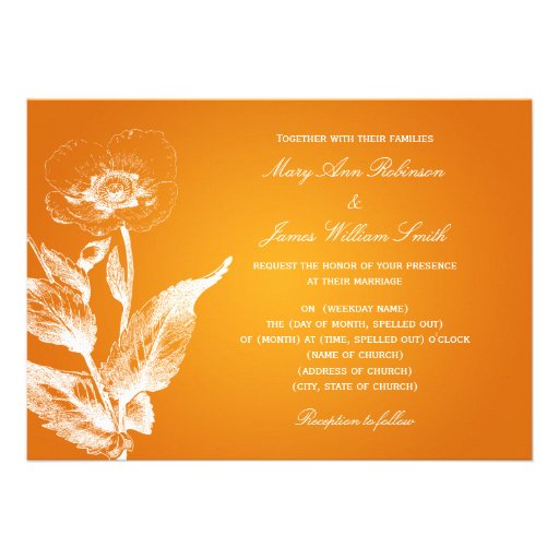 Elegant Wedding Poppy Orange Custom Announcement