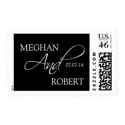 Elegant Wedding Postage Stamps Black Names