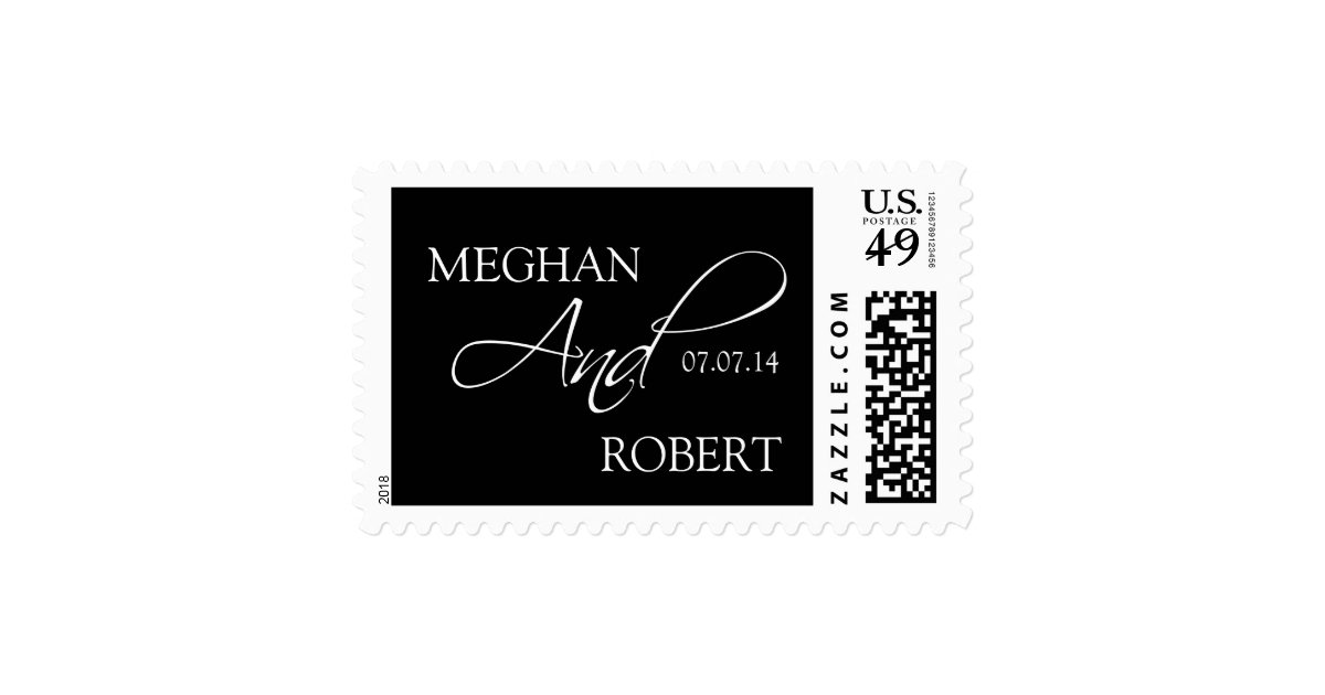 Elegant Wedding Postage Stamps Black Names Zazzle