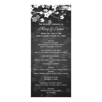 Elegant Wedding Program Cherry Blossom Black Invite