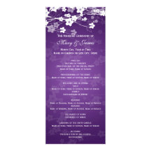 Elegant Wedding Program Cherry Blossom Purple Personalized Invite