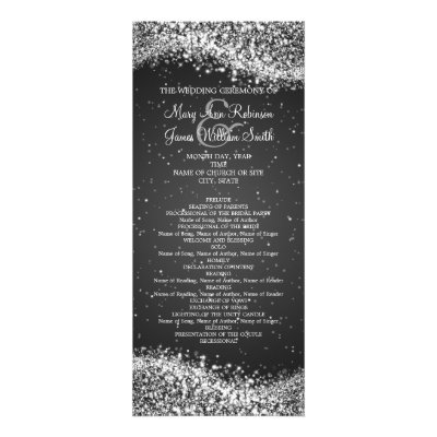 Elegant Wedding Program Sparkling Wave Black Personalized Invitation