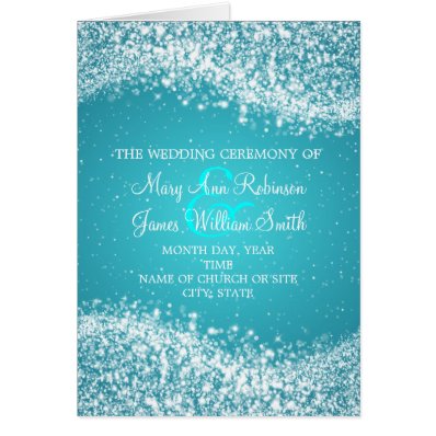 Elegant Wedding Program Sparkling Wave Blue Cards