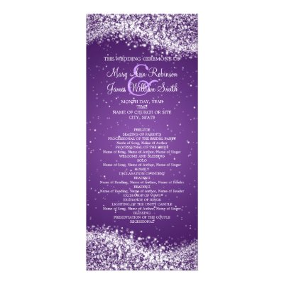 Elegant Wedding Program Sparkling Wave Purple Invites