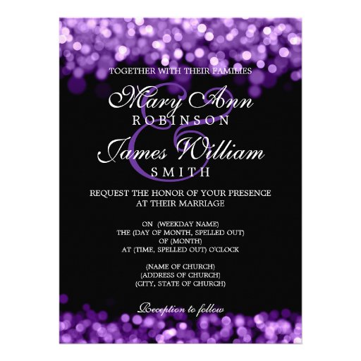 Elegant Wedding Purple Lights Custom Invites