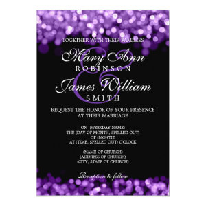 Elegant Wedding Purple Lights 5x7 Paper Invitation Card
