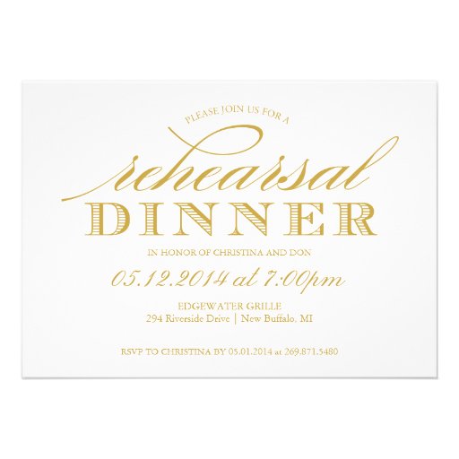 Elegant Wedding Rehearsal Dinner Invitation (front side)
