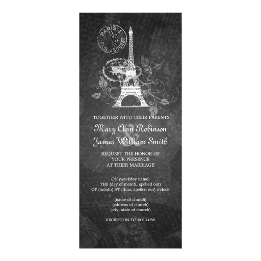 Elegant Wedding Romantic Paris Black Announcements