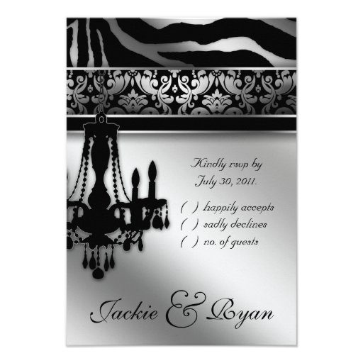 Elegant Wedding RSVP Chandelier Zebra Blue Personalized Announcements