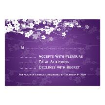 Elegant Wedding RSVP Cherry Blossom Purple Invitation