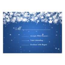 Elegant Wedding RSVP Dazzling Stars Blue Custom Invite
