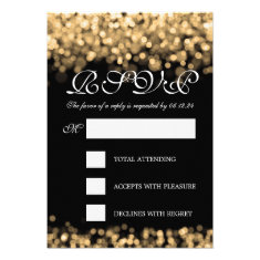 Elegant Wedding RSVP Gold Lights Custom Invites