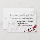 Elegant Wedding RSVP Japanese Flowers Red invitations