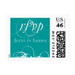 Elegant Wedding RSVP Postage Stamps  Teal