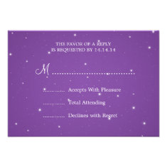 Elegant Wedding RSVP Sparkling Chain Purple Personalized Announcements