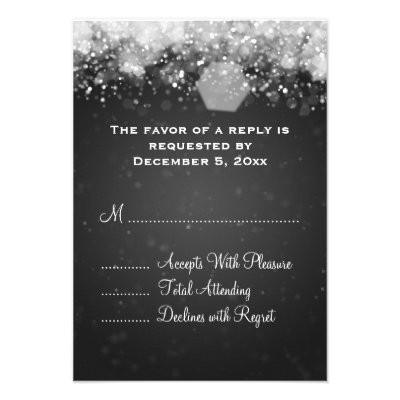 Elegant Wedding RSVP Sparkling Night Black Custom Announcements