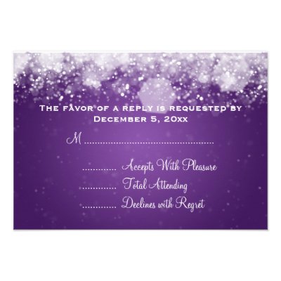 Elegant Wedding RSVP Sparkling Night Purple Custom Invitation