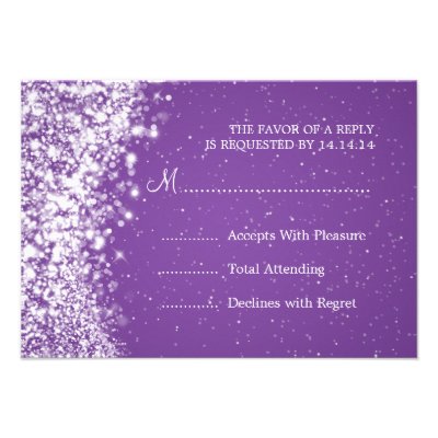 Elegant Wedding RSVP Sparkling Wave Purple Invitation