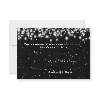 Elegant Wedding RSVP Winter Sparkle Black invitation