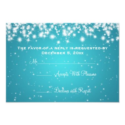 Elegant Wedding RSVP Winter Sparkle Blue Personalized Invitations