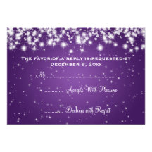Elegant Wedding RSVP Winter Sparkle Purple Custom Invite