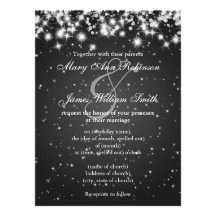 Elegant Wedding Save The Date Winter Sparkle Black Custom Invitation