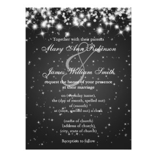 Elegant Wedding Save The Date Winter Sparkle Black Custom Invitation