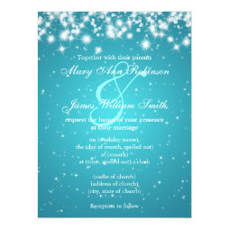 Elegant Wedding Save The Date Winter Sparkle Blue Personalized Invite