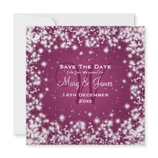 Elegant Wedding Save The Date Winter Sparkle Pink invitation