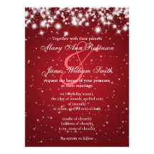 Elegant Wedding Save The Date Winter Sparkle Red Invite