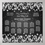 Elegant Wedding Seating Chart Winter Sparkle Black Poster