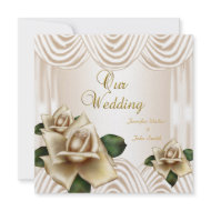 Elegant Wedding Sepia Cream Beige Roses Personalized Invites