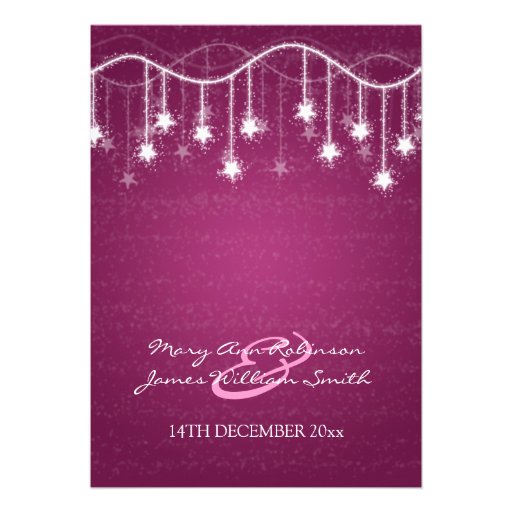 Elegant Wedding Shimmering Stars Berry Pink Personalized Invitation (front side)