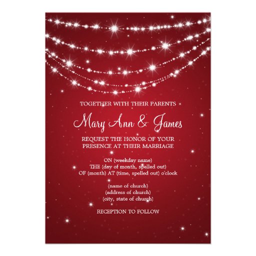 Elegant Wedding Sparkling Chain Red Personalized Invitations