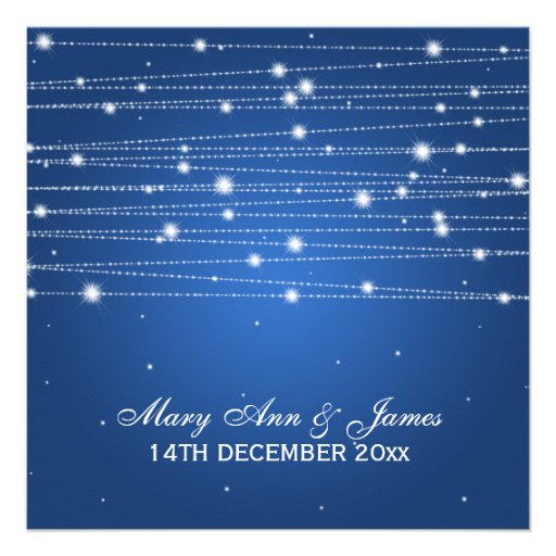 Elegant Wedding Sparkling Lines Sapphire Blue Personalized Invites