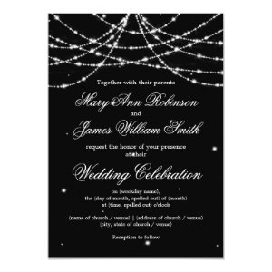Elegant Wedding Sparkling String Black 5x7 Paper Invitation Card