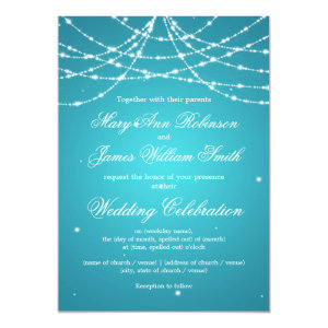 Elegant Wedding Sparkling String Turquoise 5x7 Paper Invitation Card